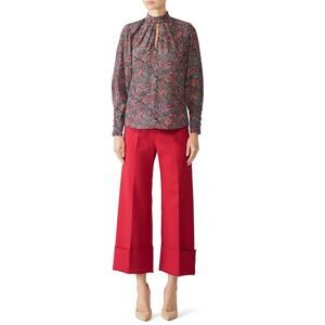 REBECCA TAYLOR Multicolored Paisley Print 100% Silk High Neck Hudson Top Size 4